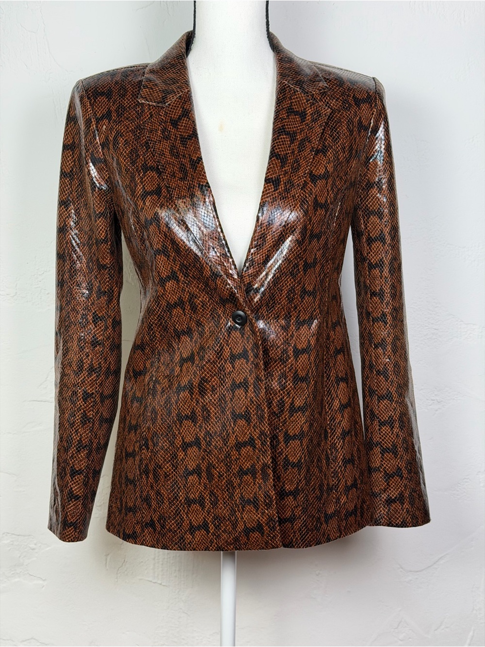 DANIELLE BERNSTEIN Brown Snake-Print Blazer